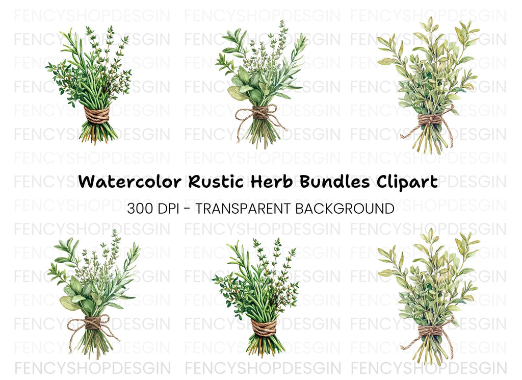 Rustic Herb Bundles Clipart Collection