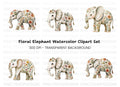 Floral Elephant Clipart Bundle