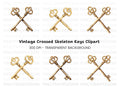 Vintage Crossed Keys Clipart Bundle