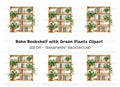 Wooden Bookshelf with Plants Clipart Bundle