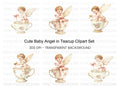 Cute Angel Babies in Teacups Clipart Bundle