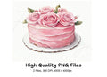 Elegant Pink Rose Cakes Clipart Bundle