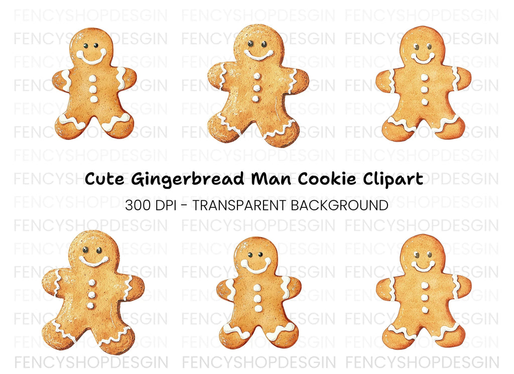 Smiling Gingerbread Man Trio Clipart Bundle