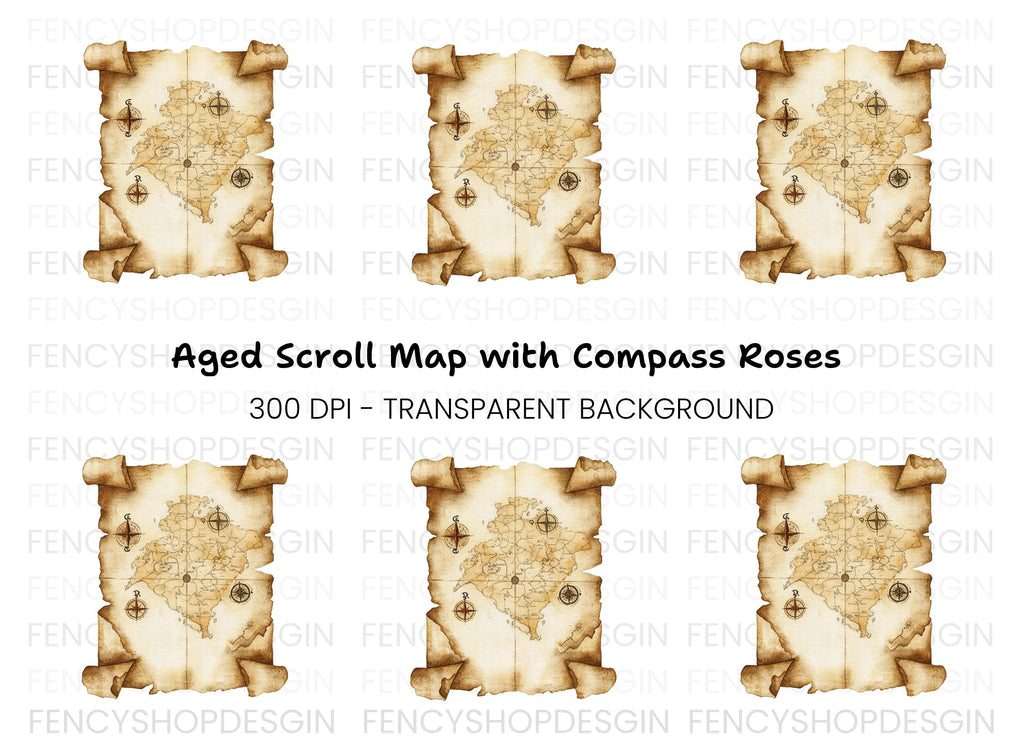 Vintage Treasure Map Clipart Bundle