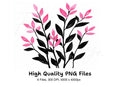 Pink Flowers and Leaves Clipart Bundle