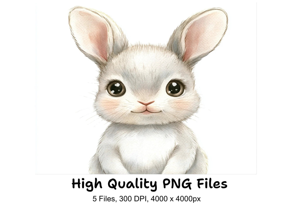 Cute Baby Bunny Faces Clipart Bundle