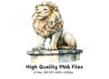 Majestic Lion Statues Clipart Bundle