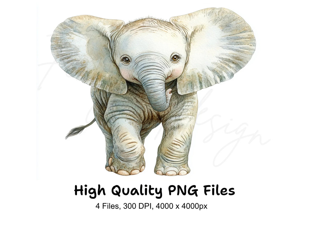 Baby Elephant Clipart Bundle