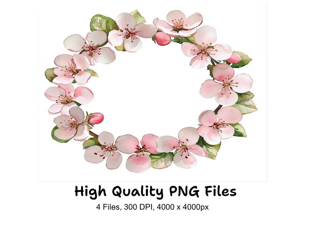 Cherry Blossom Wreaths Clipart Bundle