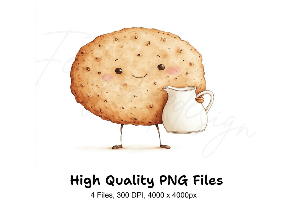 Happy Cookie and Milk Jug Clipart Bundle