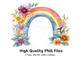 Rainbow Floral Clipart Bundle