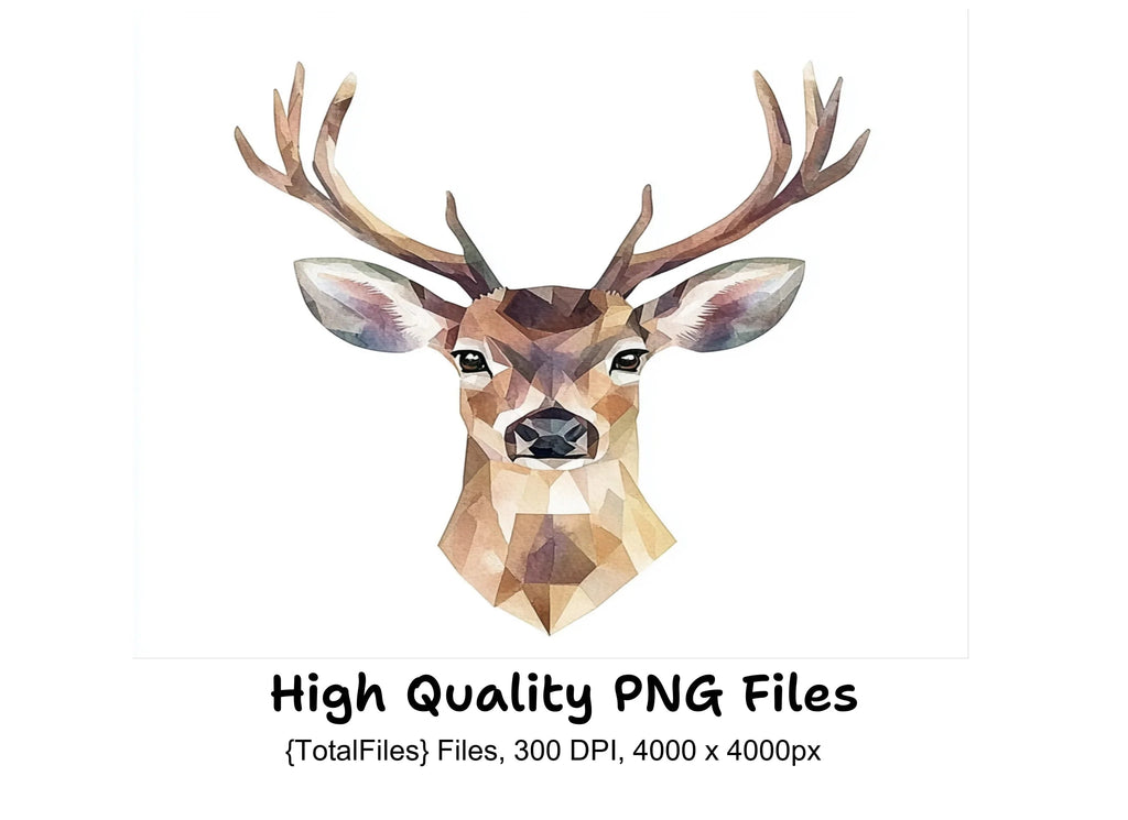 Geometric Deer Head Clipart Bundle