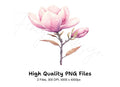Pink Magnolia Flower Clipart Bundle