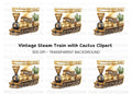 Vintage Train and Cactus Clipart Bundle