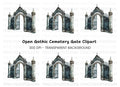 Vintage Gothic Cemetery Gate Clipart Bundle