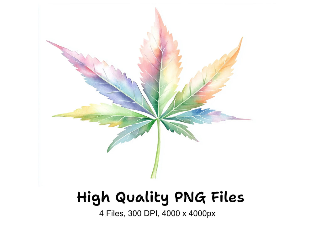 Pastel Cannabis Leaf Clipart Bundle