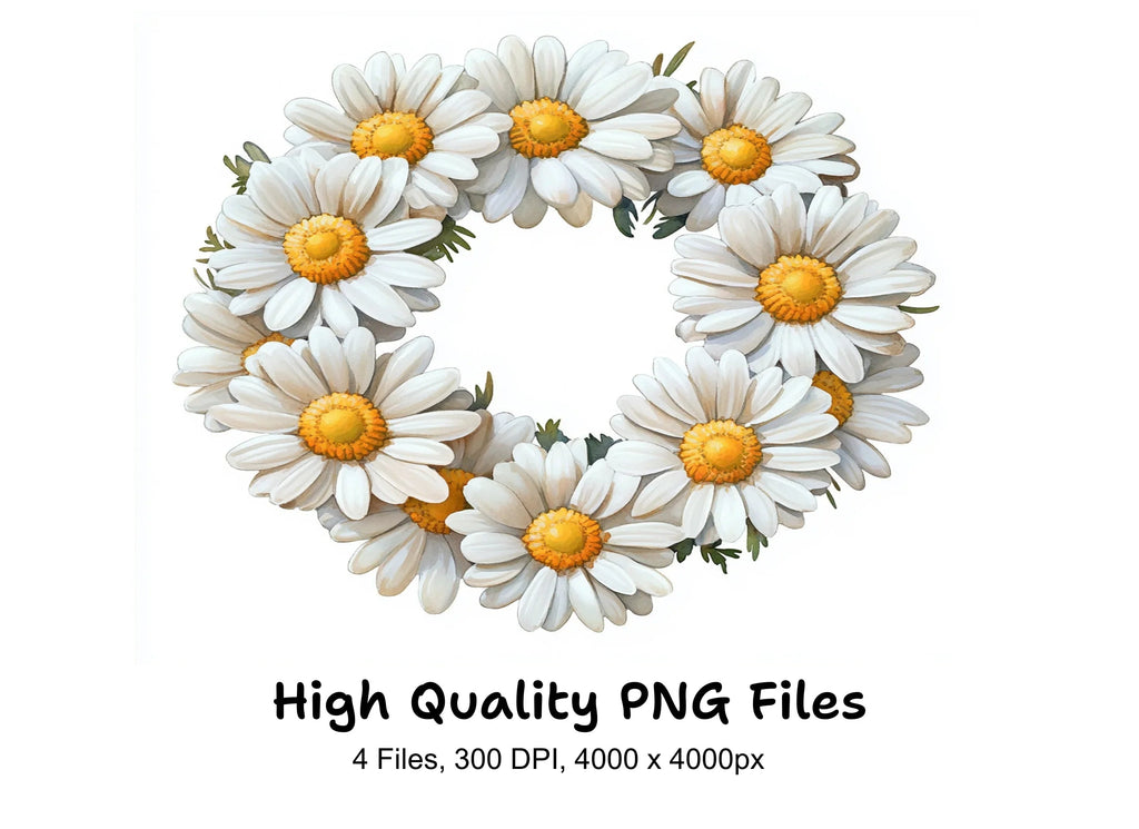 Daisy Wreath Clipart Bundle