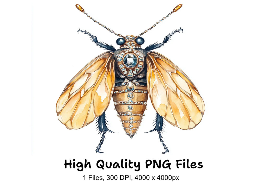 Golden Jeweled Wasp Clipart Bundle