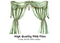 Elegant Green Curtains Clipart Bundle