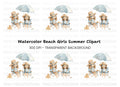 Girls Relaxing on Beach Chairs Clipart Bundle