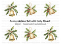 Christmas Holly and Golden Bells Clipart Bundle