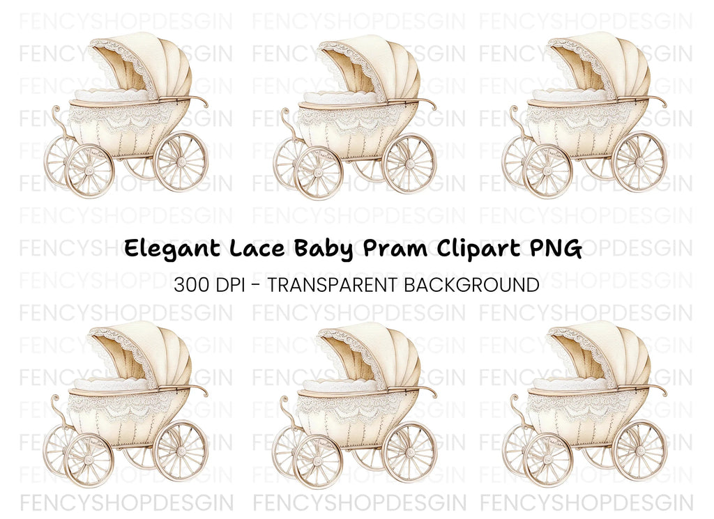 Vintage Baby Pram Clipart Bundle