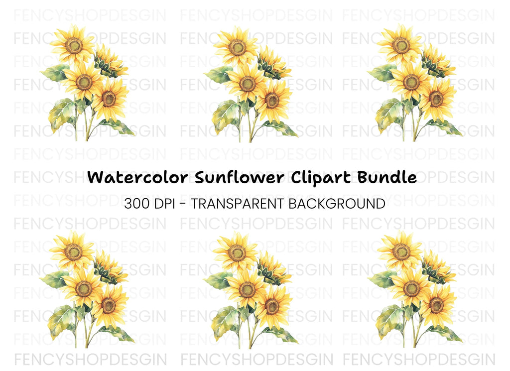 Vibrant Sunflower Bouquet Clipart Bundle