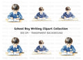 Boys Studying at Desk Clipart Bundle