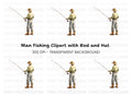 Man Fly Fishing Clipart Bundle