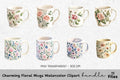 Charming Floral Mugs Clipart Bundle