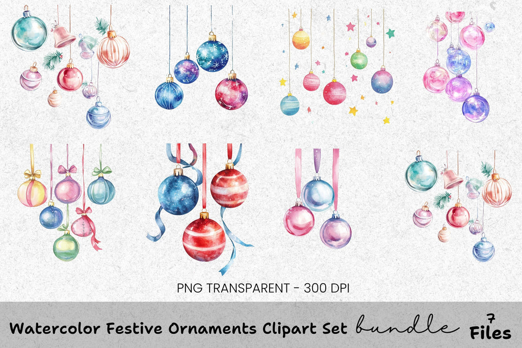 Christmas Ornaments Clipart Bundle