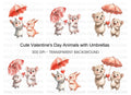 Cute Animals with Umbrellas Clipart Bundle