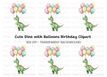 Happy Dinosaur with Balloons Clipart Bundle