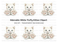 Adorable White Kitten with Big Paws Clipart Bundle