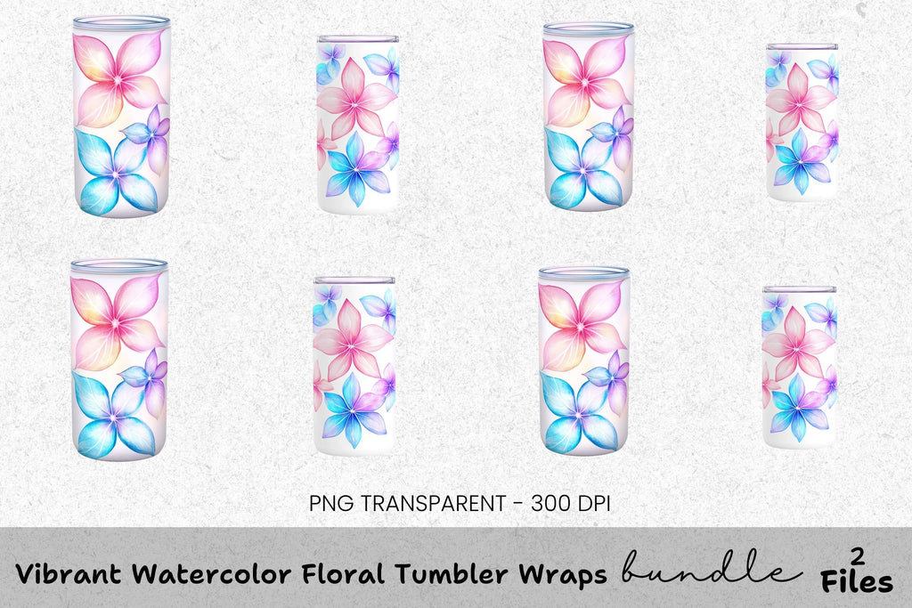 Vibrant Floral Tumbler Clipart Bundle
