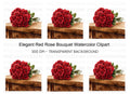 Elegant Red Rose Bouquet Clipart Bundle
