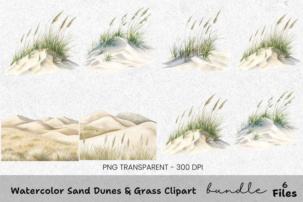 Sand Dunes Grass Clipart Bundle