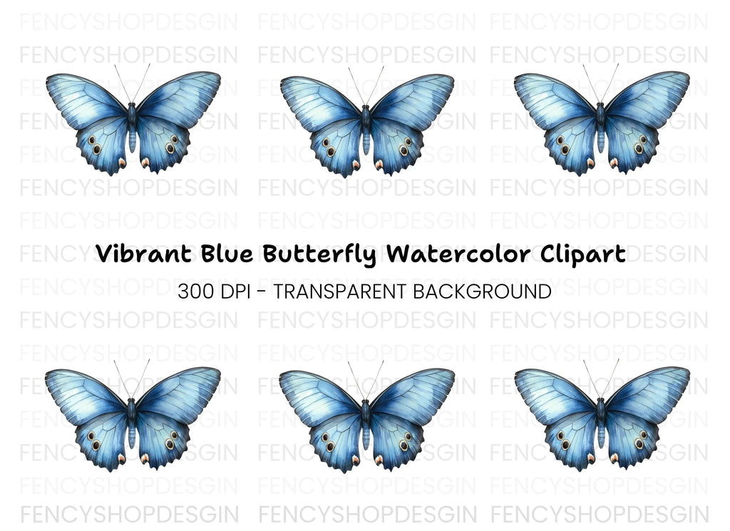 Blue Butterfly Clipart Bundle