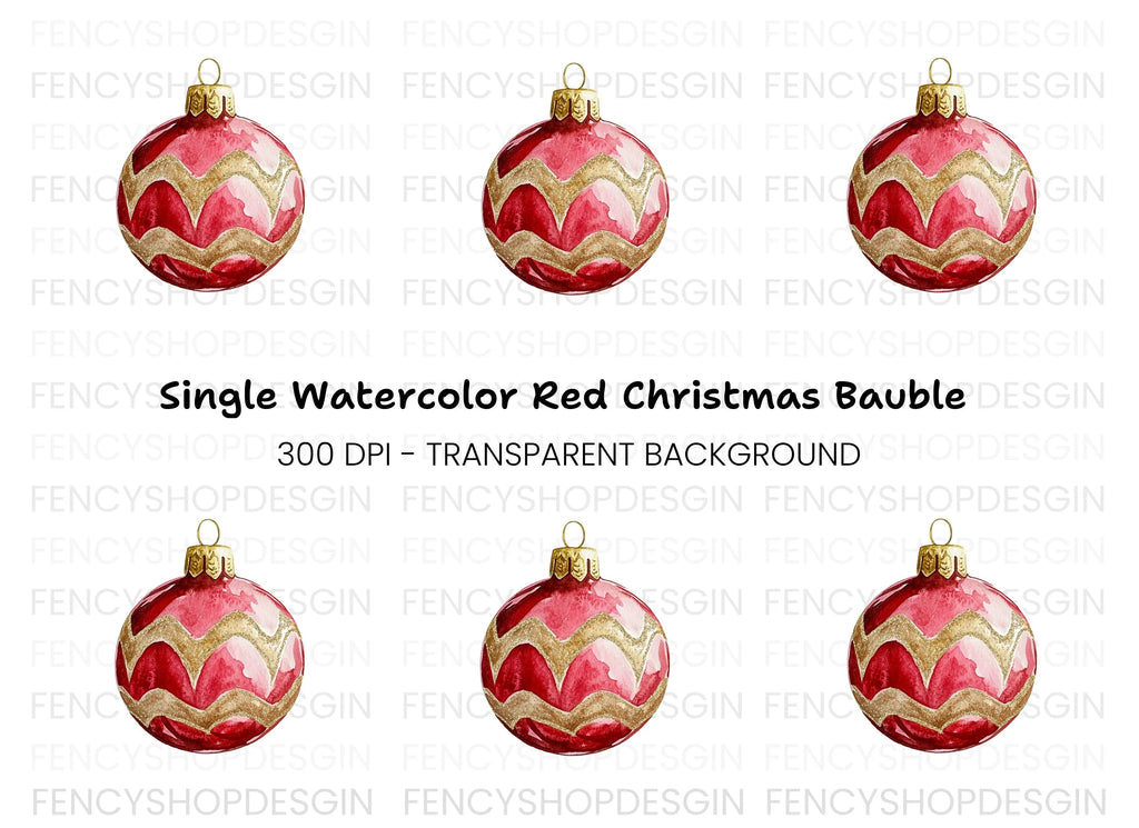 Red Gold Christmas Ornament Clipart Bundle