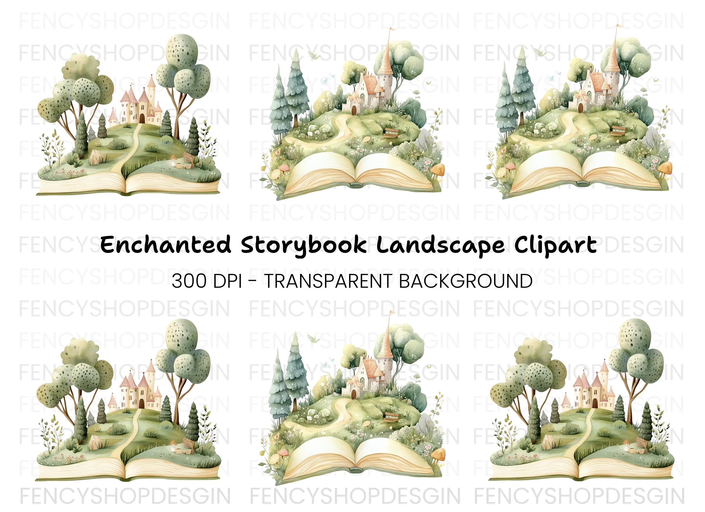Fantasy Castle Pop Up Book Clipart Bundle