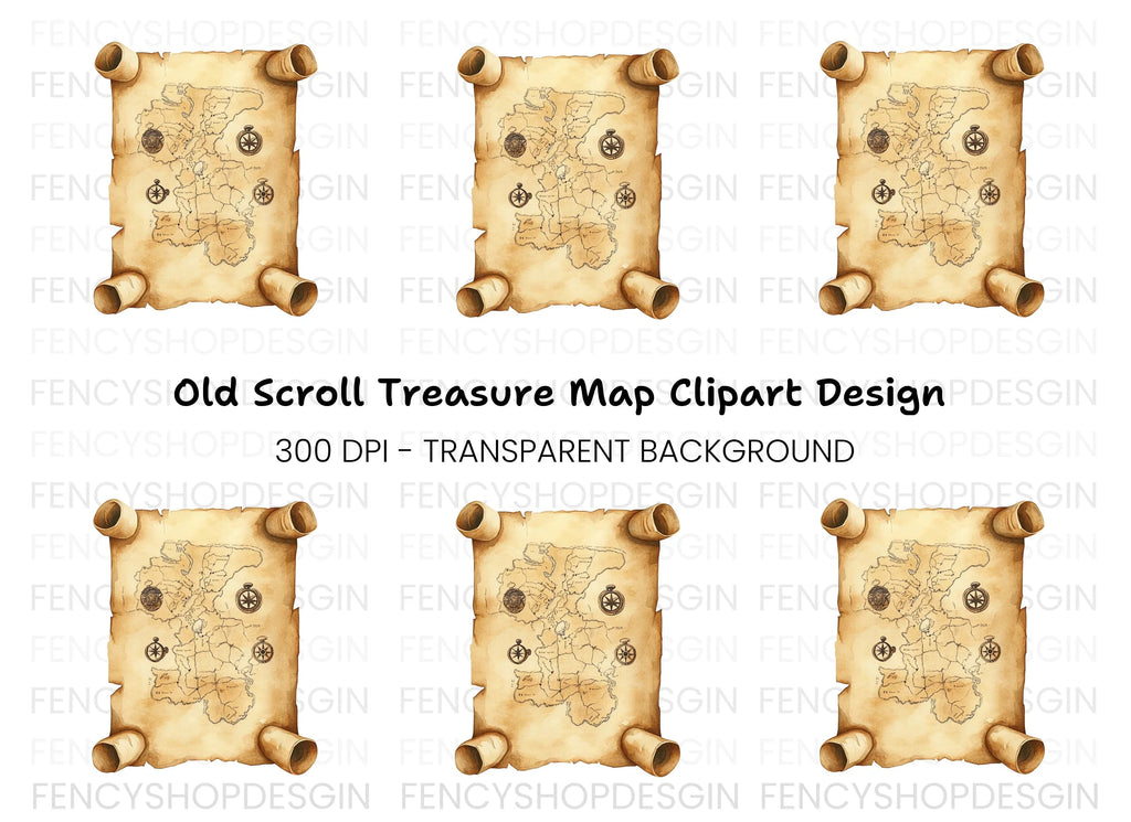 Vintage Treasure Map Clipart Bundle