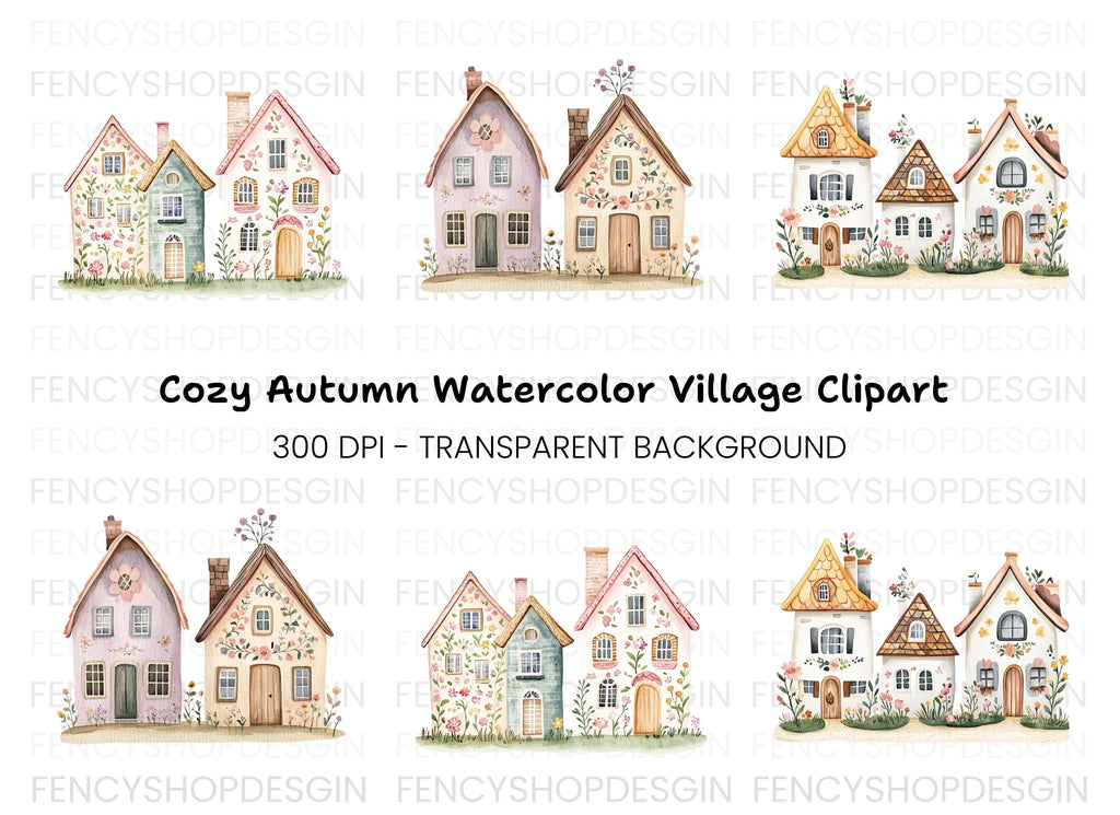 Floral Houses Clipart Bundle