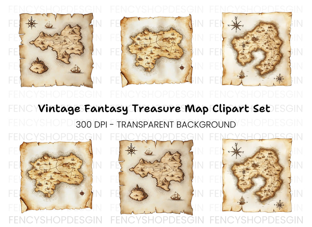 Fantasy World Map Clipart Bundle