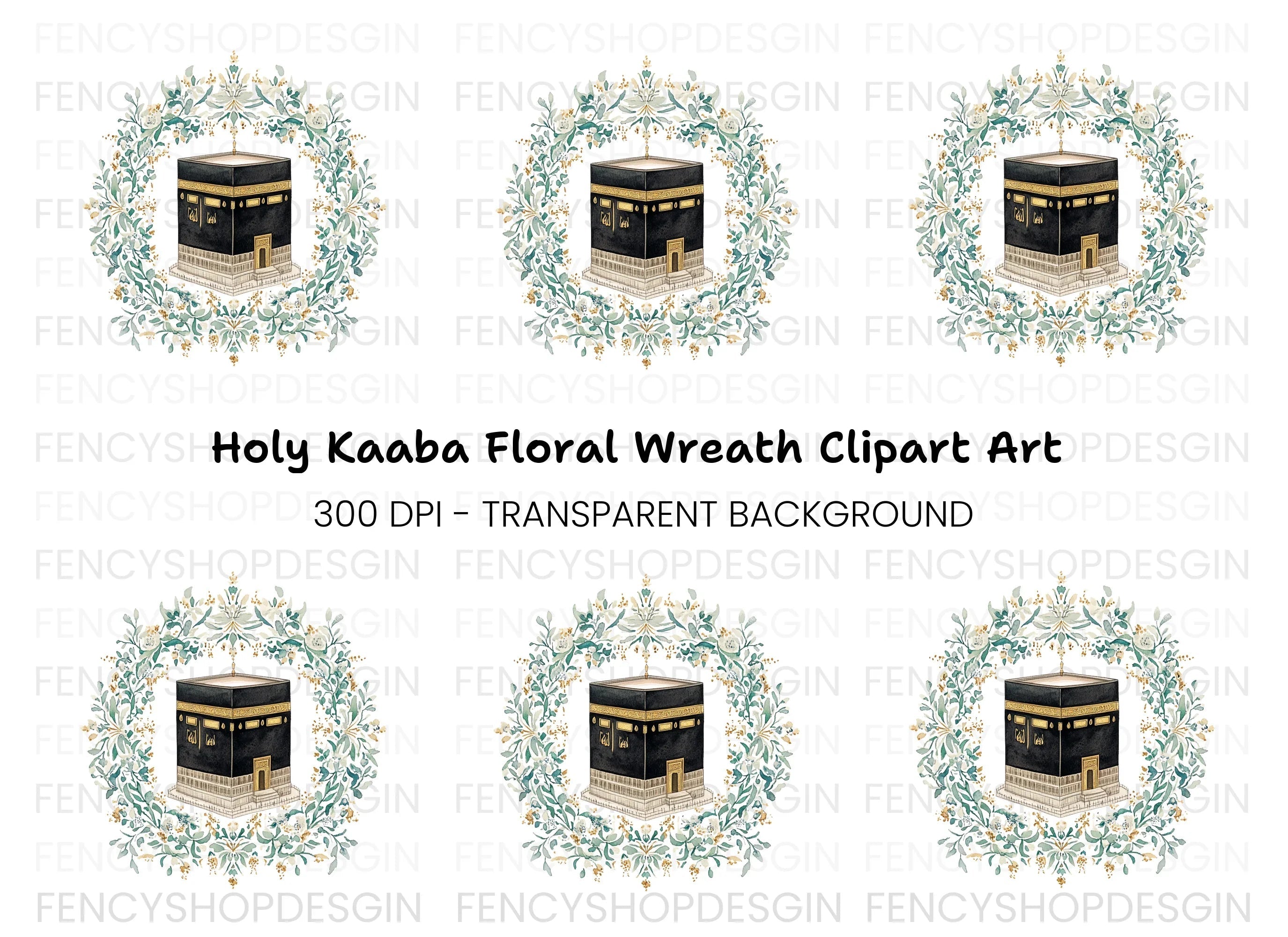 Kaaba Floral Wreath Clipart Bundle