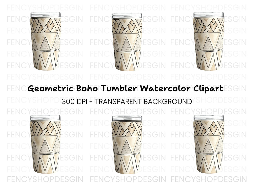 Boho Geometric Tumbler Clipart Bundle