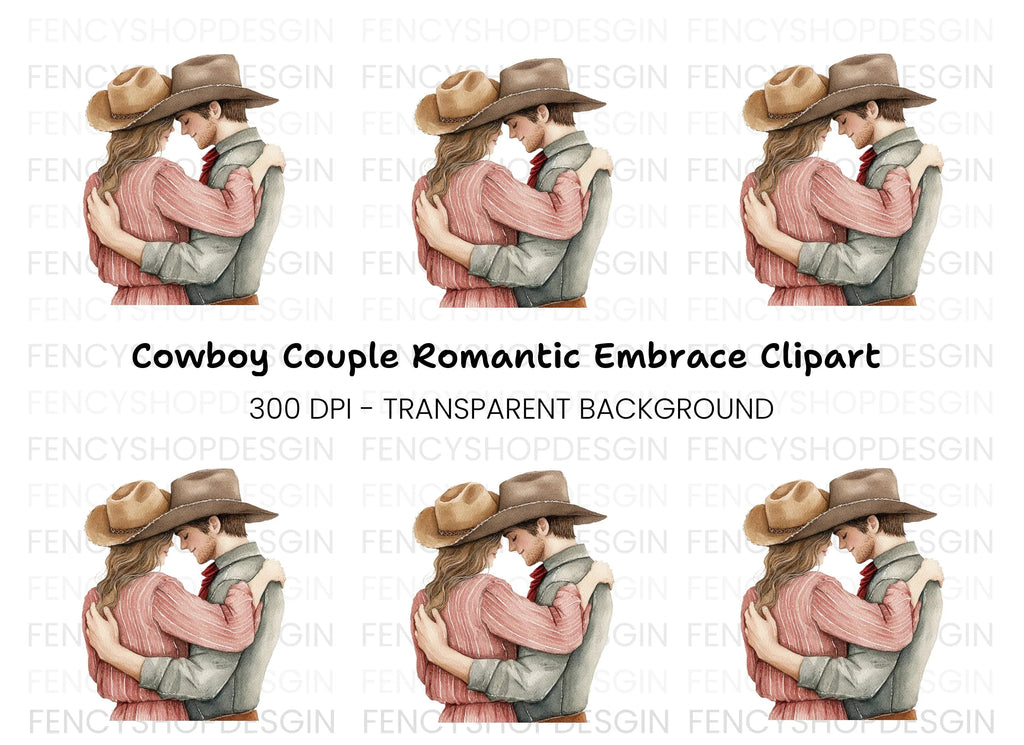 Romantic Cowboy Couple Clipart Bundle