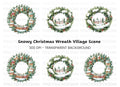 Christmas Village Wreath Clipart Bundle