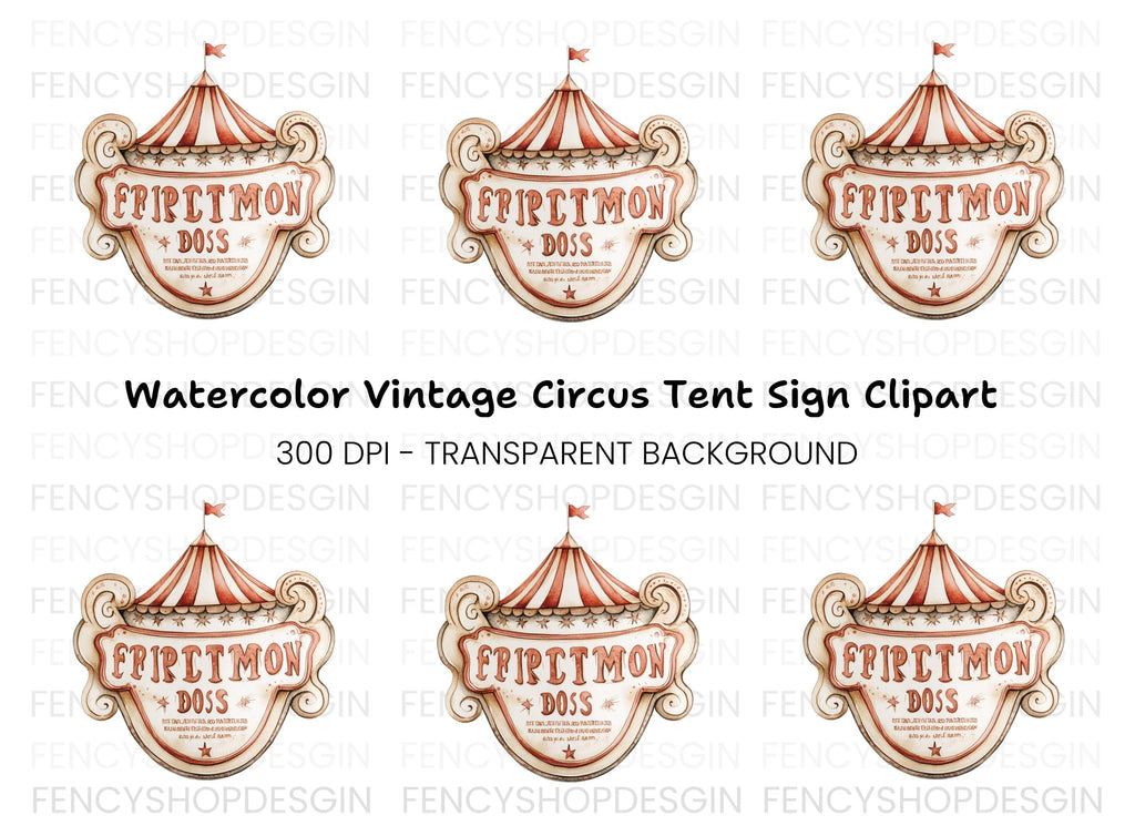 Retro Circus Tent Sign Clipart Bundle