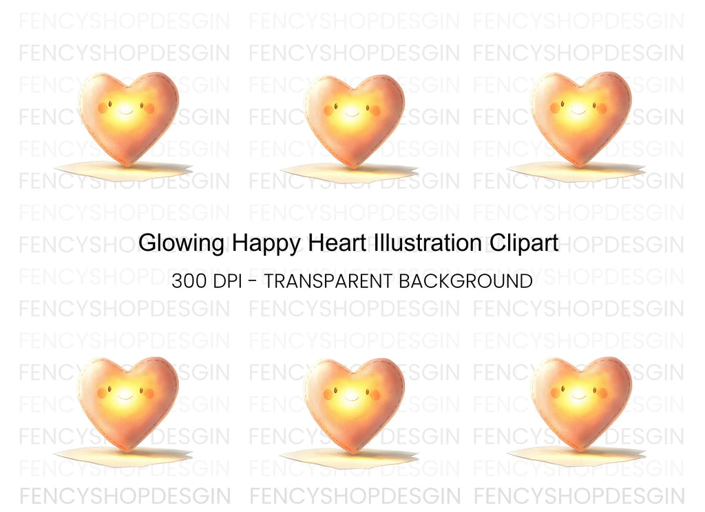 Glowing Happy Heart Clipart Bundle