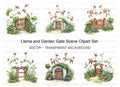 Llamas and Rustic Garden Gates Clipart Bundle